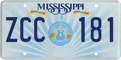 MS license plate ZCC181