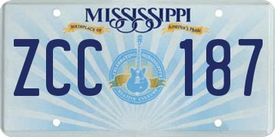 MS license plate ZCC187