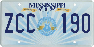 MS license plate ZCC190