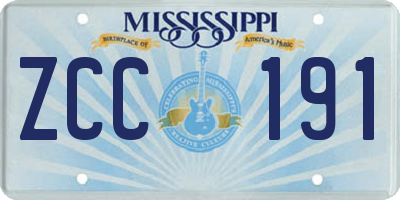 MS license plate ZCC191