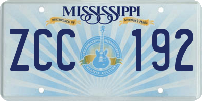 MS license plate ZCC192