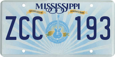 MS license plate ZCC193
