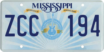 MS license plate ZCC194
