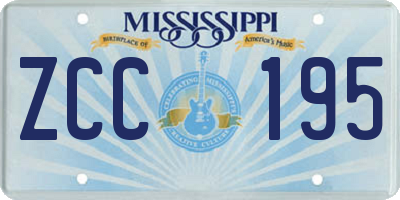 MS license plate ZCC195