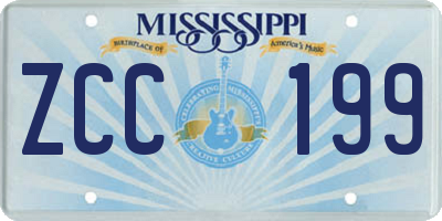 MS license plate ZCC199