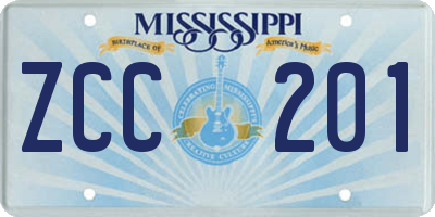 MS license plate ZCC201