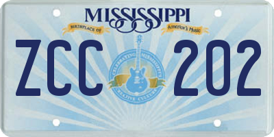 MS license plate ZCC202