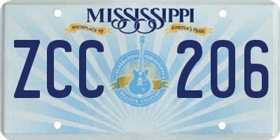 MS license plate ZCC206