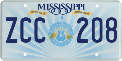 MS license plate ZCC208