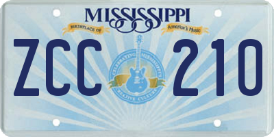 MS license plate ZCC210