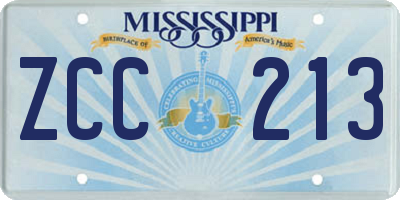 MS license plate ZCC213