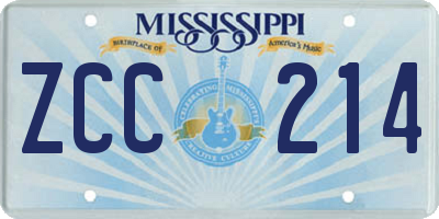 MS license plate ZCC214