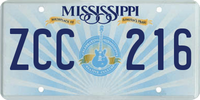 MS license plate ZCC216