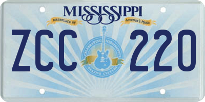 MS license plate ZCC220