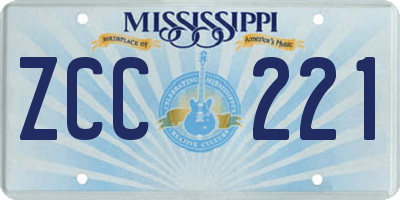 MS license plate ZCC221
