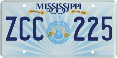 MS license plate ZCC225