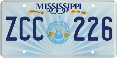 MS license plate ZCC226