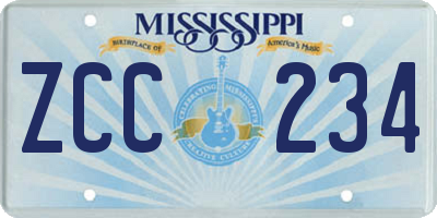 MS license plate ZCC234