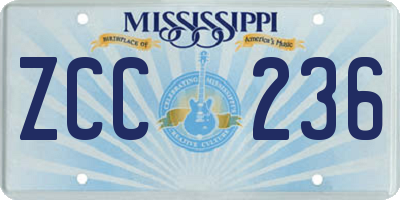 MS license plate ZCC236