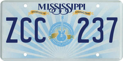 MS license plate ZCC237