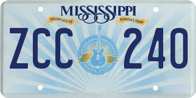 MS license plate ZCC240
