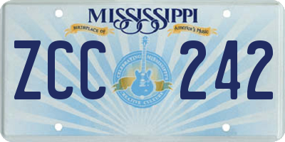 MS license plate ZCC242