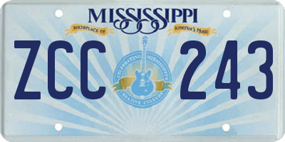 MS license plate ZCC243