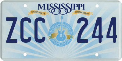 MS license plate ZCC244