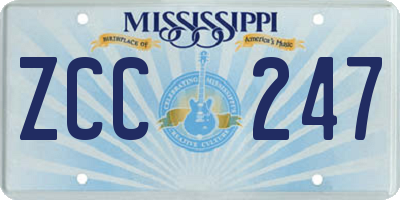MS license plate ZCC247