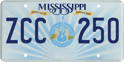 MS license plate ZCC250