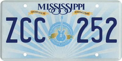 MS license plate ZCC252