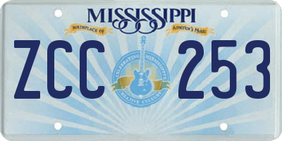 MS license plate ZCC253