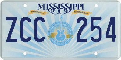 MS license plate ZCC254