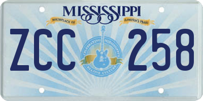 MS license plate ZCC258