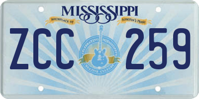 MS license plate ZCC259