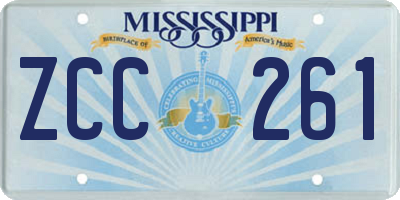 MS license plate ZCC261