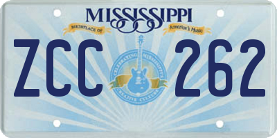 MS license plate ZCC262