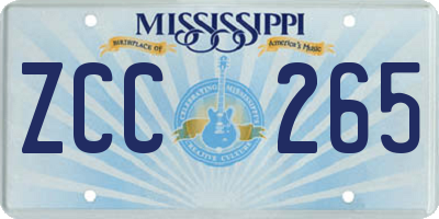 MS license plate ZCC265