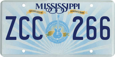 MS license plate ZCC266