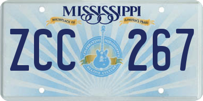 MS license plate ZCC267