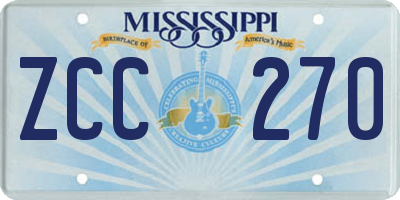 MS license plate ZCC270