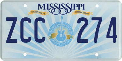 MS license plate ZCC274
