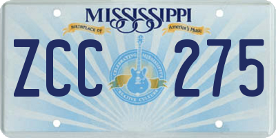 MS license plate ZCC275