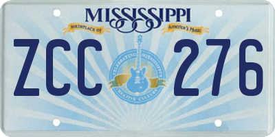 MS license plate ZCC276