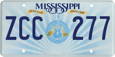 MS license plate ZCC277