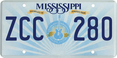 MS license plate ZCC280