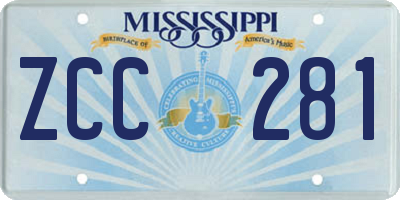 MS license plate ZCC281