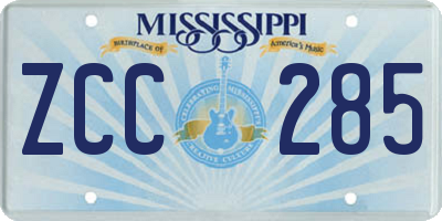 MS license plate ZCC285
