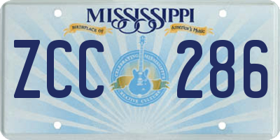 MS license plate ZCC286