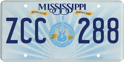MS license plate ZCC288